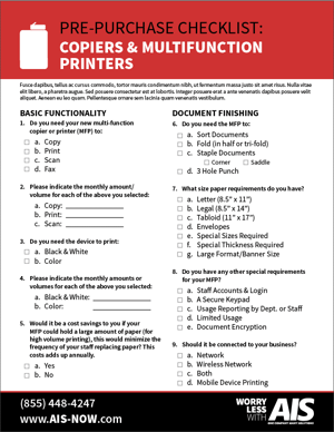 copier& printer pre-purchase checklist