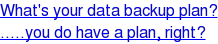 What's your data backup plan? .....you do have a plan, right?